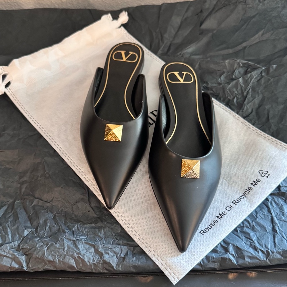 Valentino Rockstud Black Women's Mules NWOT